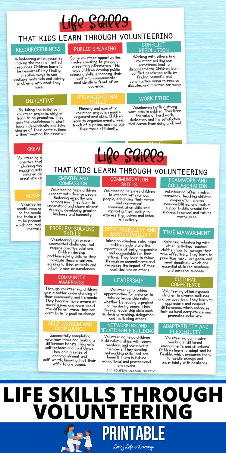 Make a Difference with Life Skills through Volunteering Printable