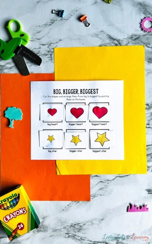 Shape Size Sorting Printables for Vocabulary and Early Math Skills