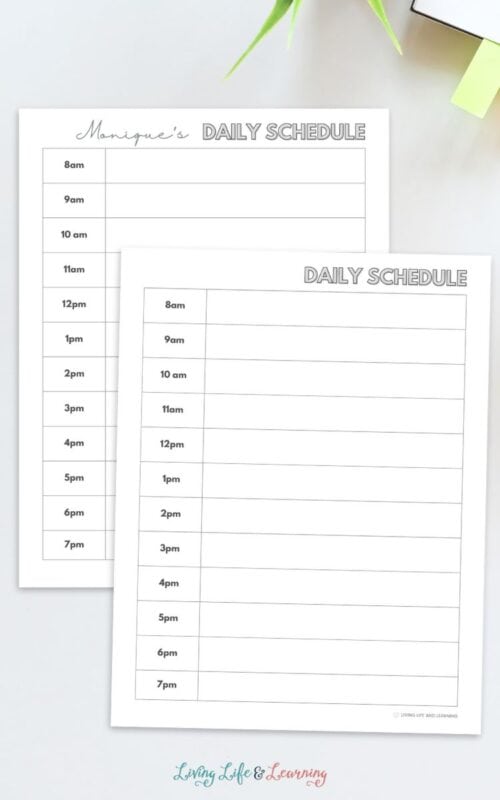 Homeschool Daily Schedule Template to Organize Time