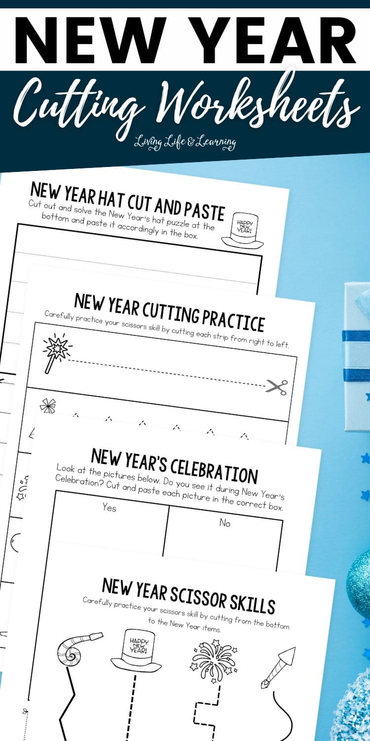 New Year Cutting Worksheets Enhance Fine Motor Skills