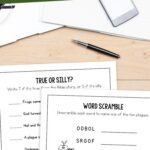Two Ten Plagues Activity Sheets placed on a table