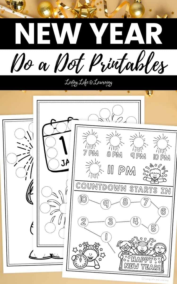 pages included in the New Year Do a Dot Printables