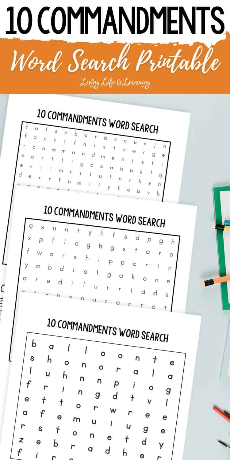 10 Commandments Word Search Printable for Bible Learning