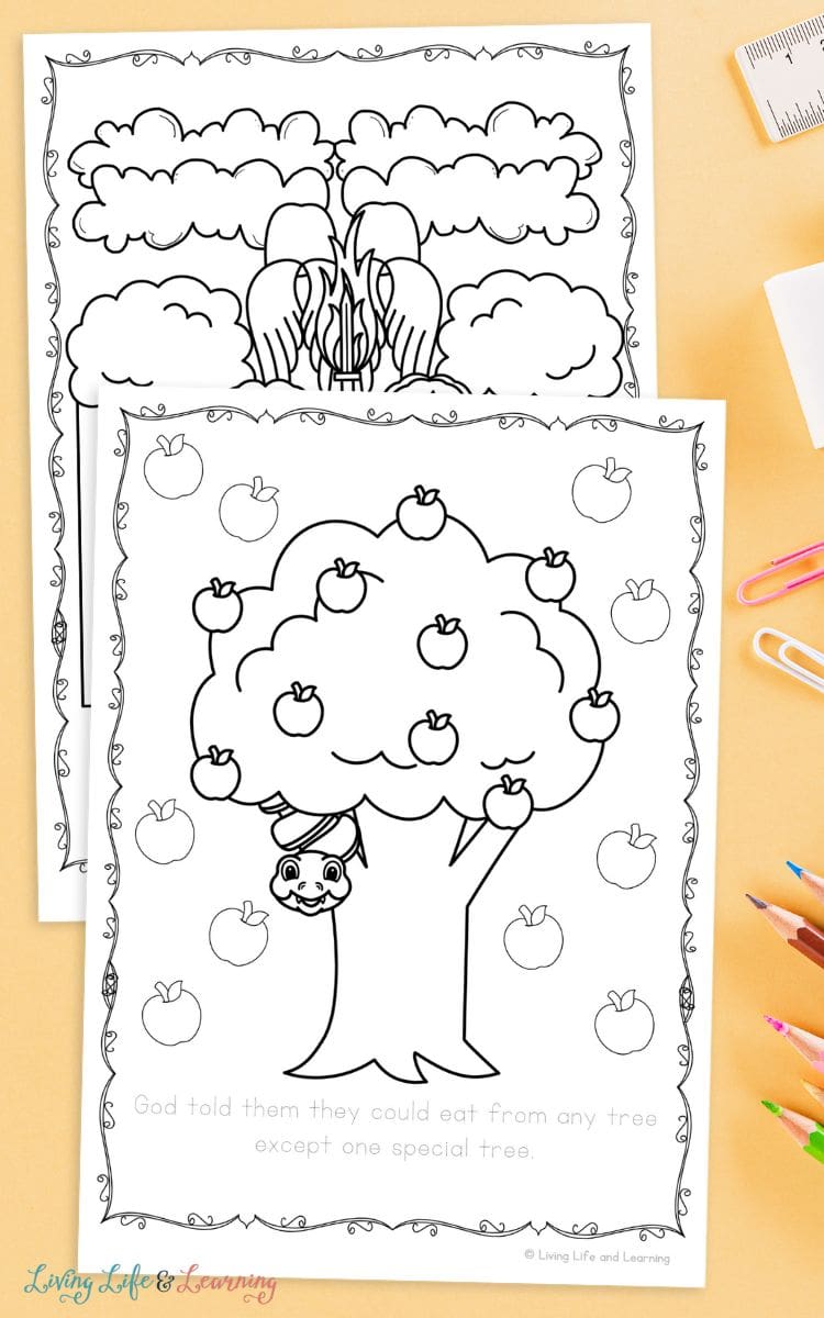two Adam and Eve Coloring Pages for Kids