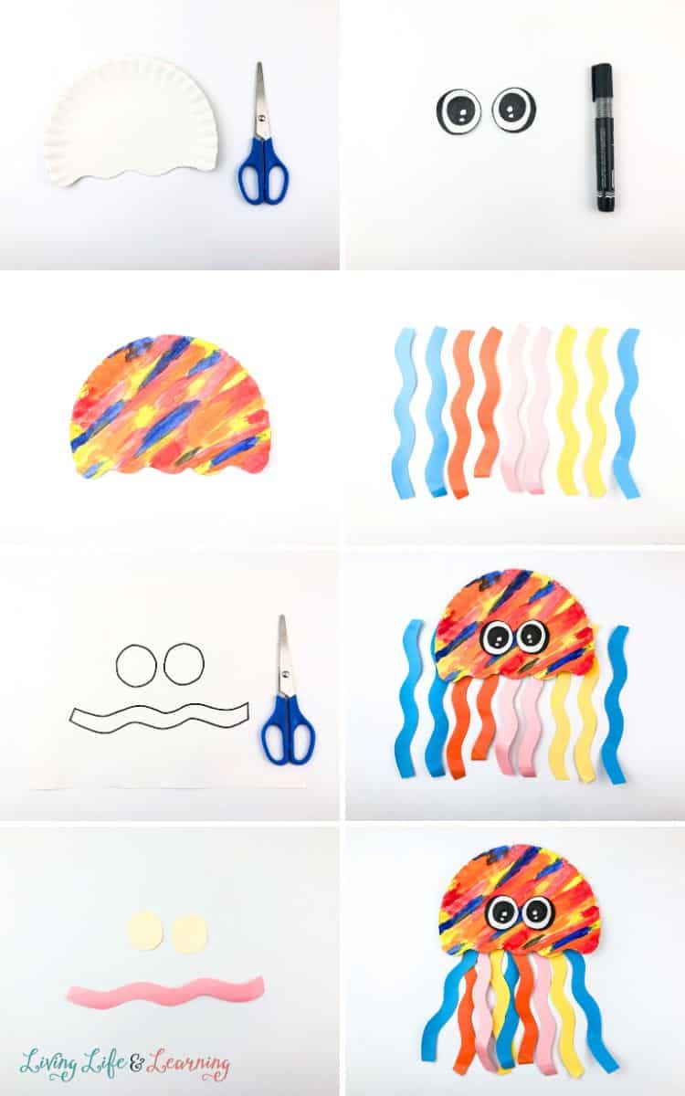 process on how to make the Paper Plate Jellyfish Craft