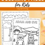 Adam and Eve Coloring Pages for Kids on a table