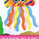 Paper Plate Jellyfish Craft placed on a table