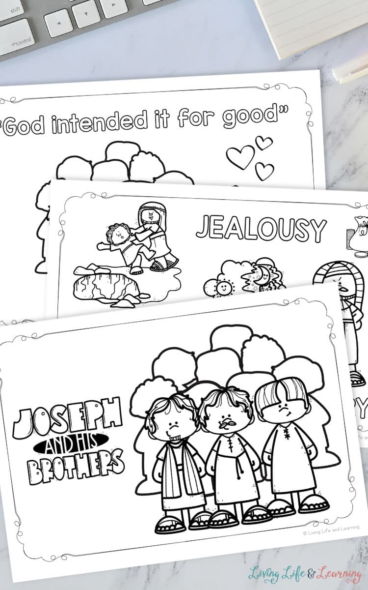 Joseph and His Brothers Coloring Pages for Kindergarten placed on a table