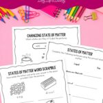 Different States of Matter Worksheets on a table