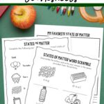 Different States of Matter Worksheets on a table