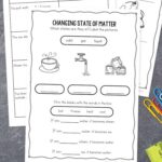 Different States of Matter Worksheets on a table