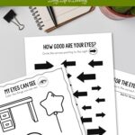 Three pages from the Eyes Worksheet for Kindergarten
