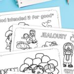 Joseph and His Brothers Coloring Pages for Kindergarten placed on a table