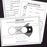 Lunar Eclipse Worksheets for Elementary Students on a table