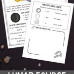 Lunar Eclipse Worksheets for Elementary Students on a table