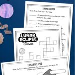Lunar Eclipse Worksheets for Elementary Students on a table