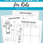 Easter Story Worksheets for Kids on a table