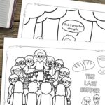 some pages of Easter Story Coloring Pages for Kids on a table
