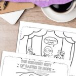 pages of Easter Story Coloring Pages for Kids on a table