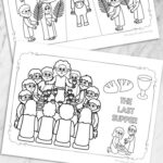 Easter Story Coloring Pages for Kids on a table