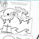 Jonah and the Whale Coloring Pages for Kids placed on a table