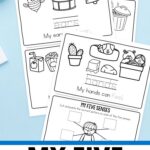 pages of My Five Senses Booklet on a table