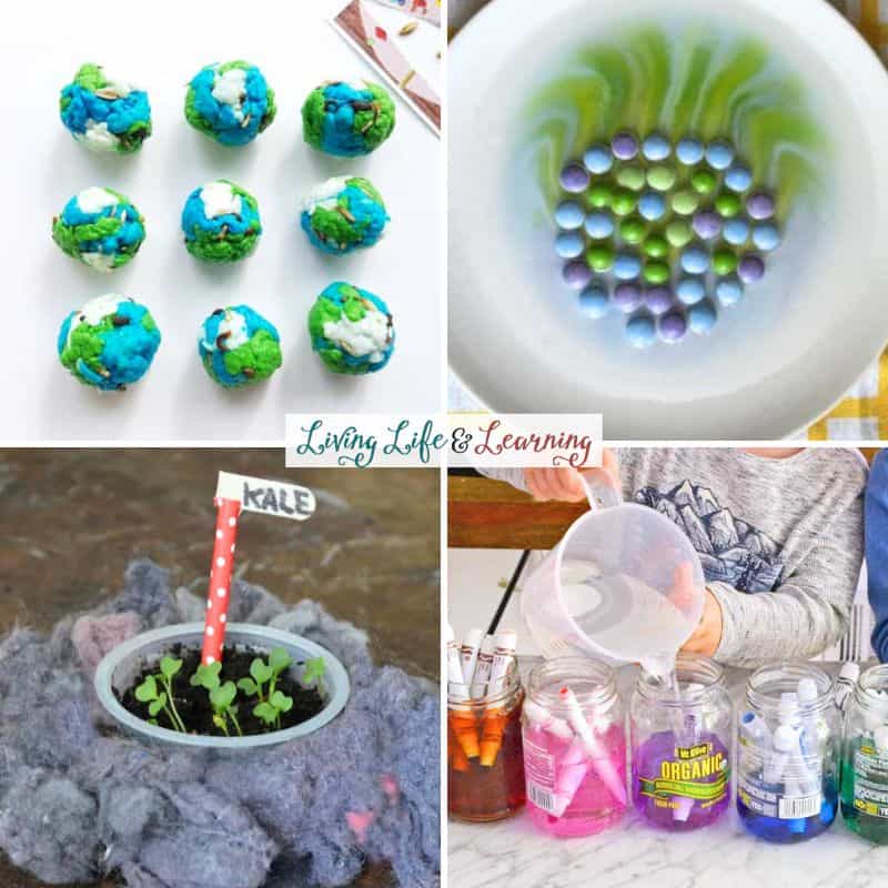 collage of Earth Day Science Activities for Preschoolers