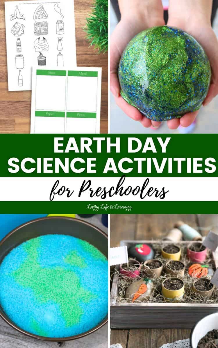 collage of Earth Day Science Activities for Preschoolers