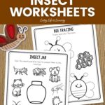 Preschool Insect Worksheets on a table