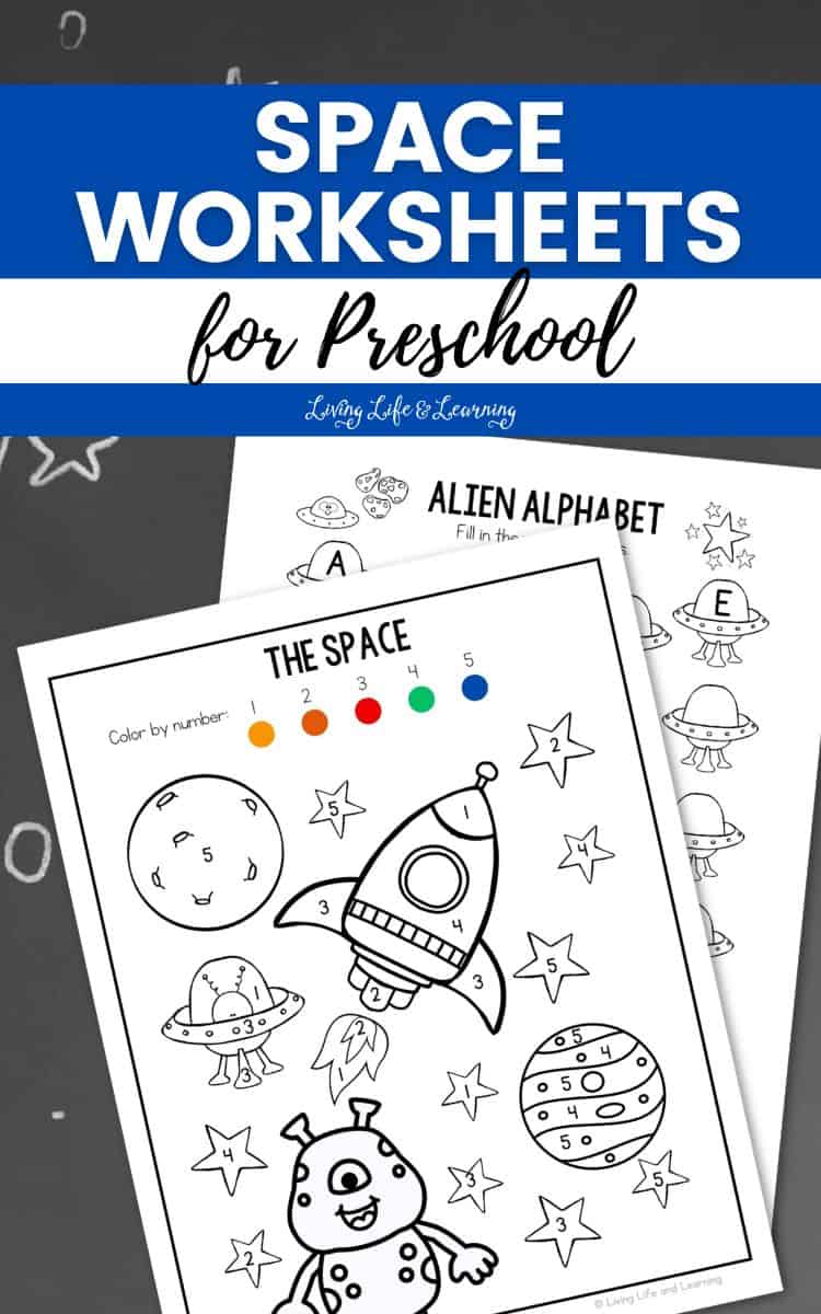 Space Worksheets for Preschool on a table