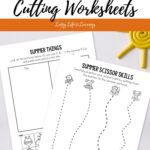 Summer Cutting Worksheets on a table