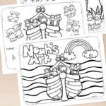 Noah's Ark Coloring Pages for Kindergarten on a table