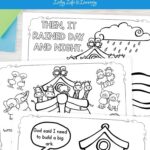 Noah's Ark Coloring Pages for Kindergarten on a table