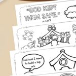Noah's Ark Coloring Pages for Kindergarten on a table