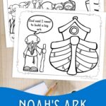 Noah's Ark Coloring Pages for Kindergarten on a table