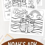Noah's Ark Coloring Pages for Kindergarten on a table