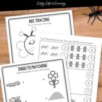 Preschool Insect Worksheets on a table