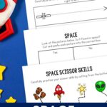 Space Cut and Paste Worksheets on a table