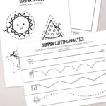 Summer Cutting Worksheets on a table