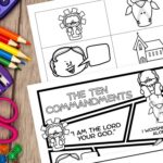 Ten Commandments Coloring Pages on a table
