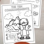 Ten Commandments Coloring Pages on a table