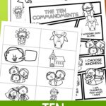Ten Commandments Coloring Pages on a table