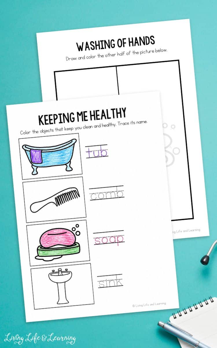 activity pages included in the Health Worksheets for Preschool