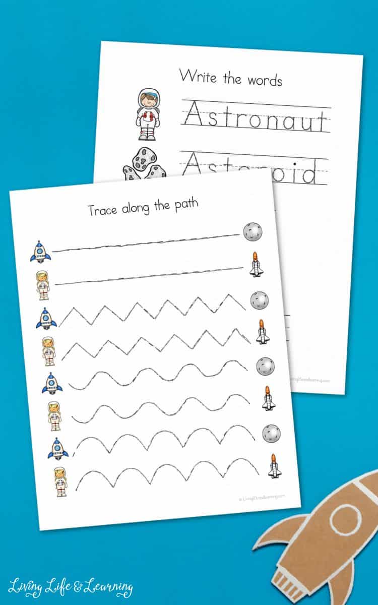 pages of Space Worksheets for Kindergarten