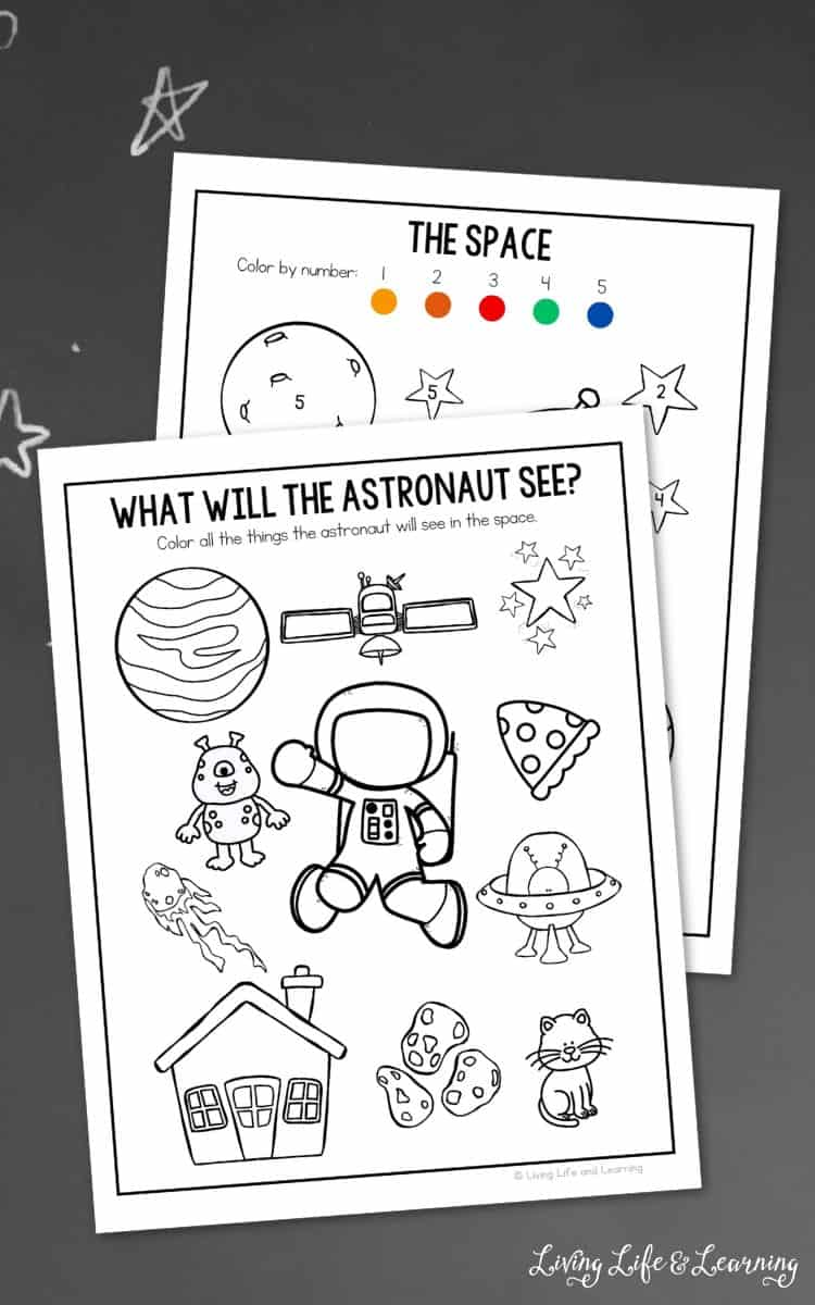 activities included in the Space Worksheets for Preschool