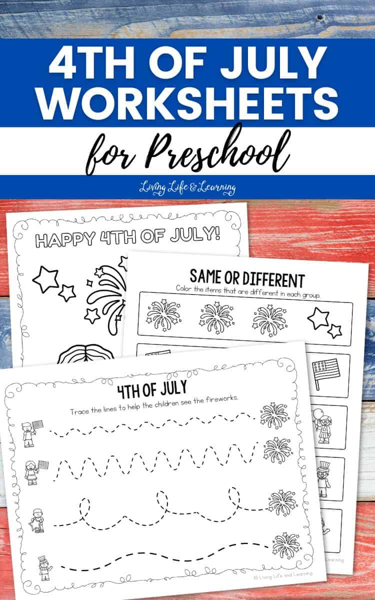 4th of July Worksheets for Preschool on a table