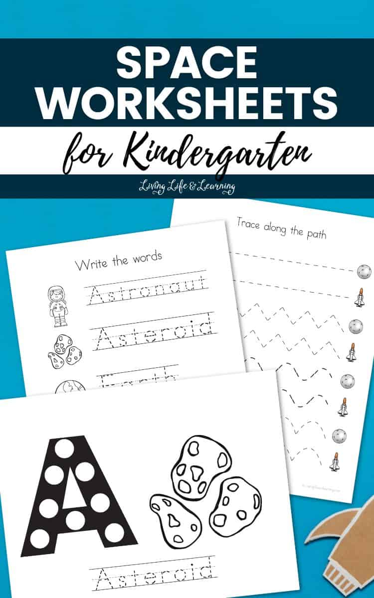 Space Worksheets for Kindergarten on a table