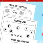 4th of July Worksheets for Kindergarten on a table