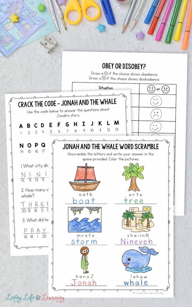 activities included in the Jonah and the Whale Activity Pages