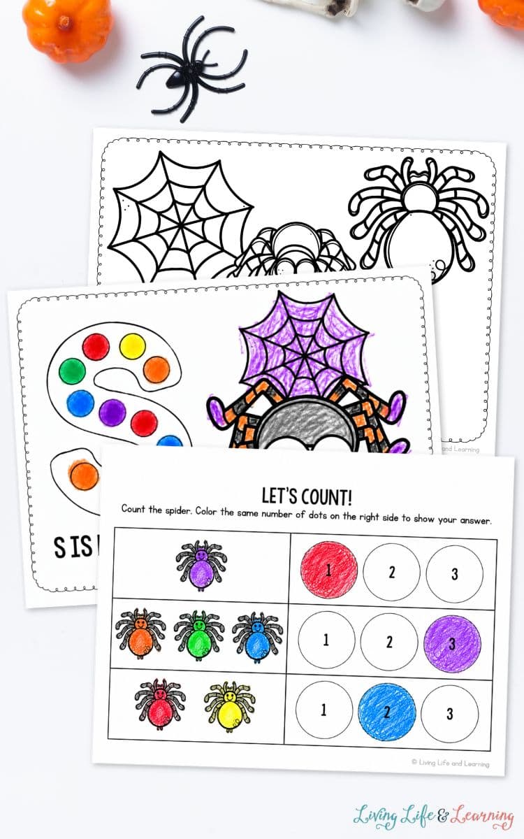 pages included in Spider Worksheets for Toddlers
